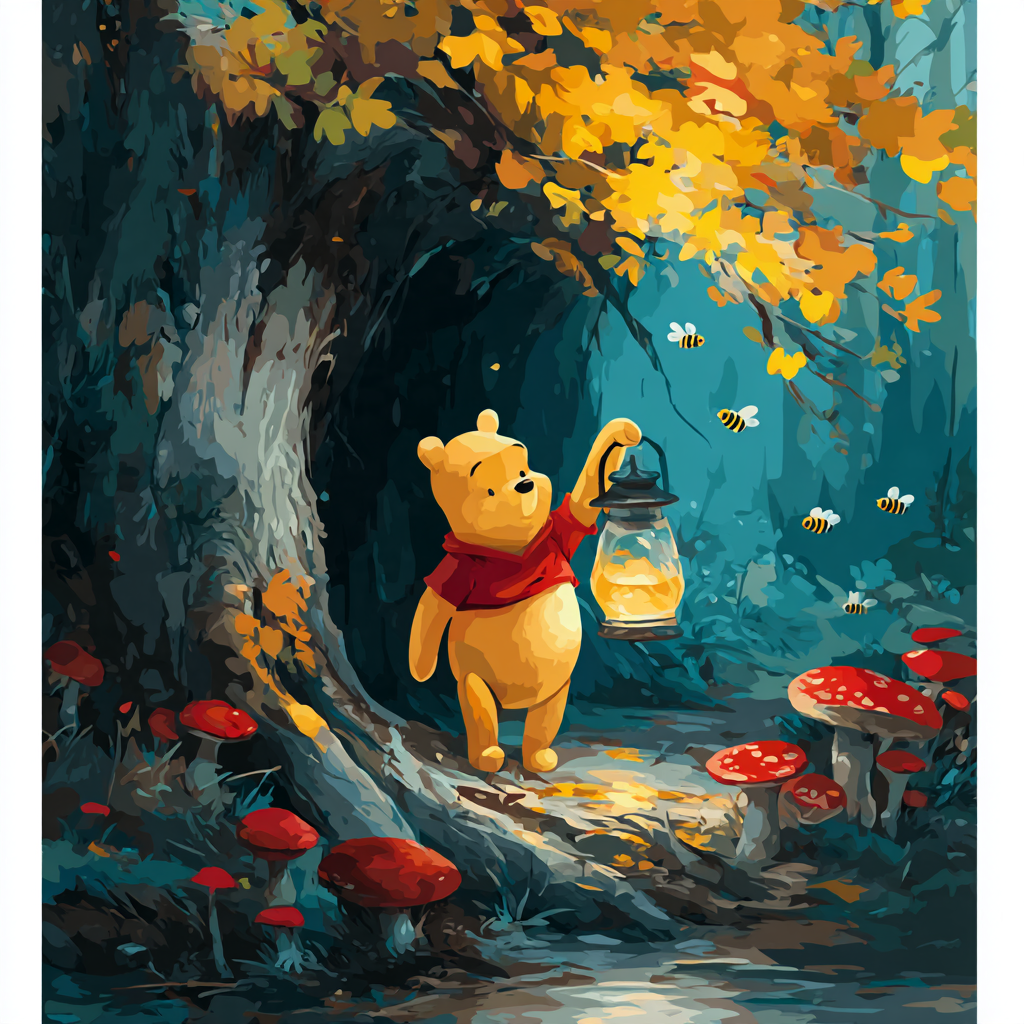 Winnie The Pooh Honey Lantern Hollow Disney Inspired Paint by numbers art [AI-64a9fb12-64aa70551d90]