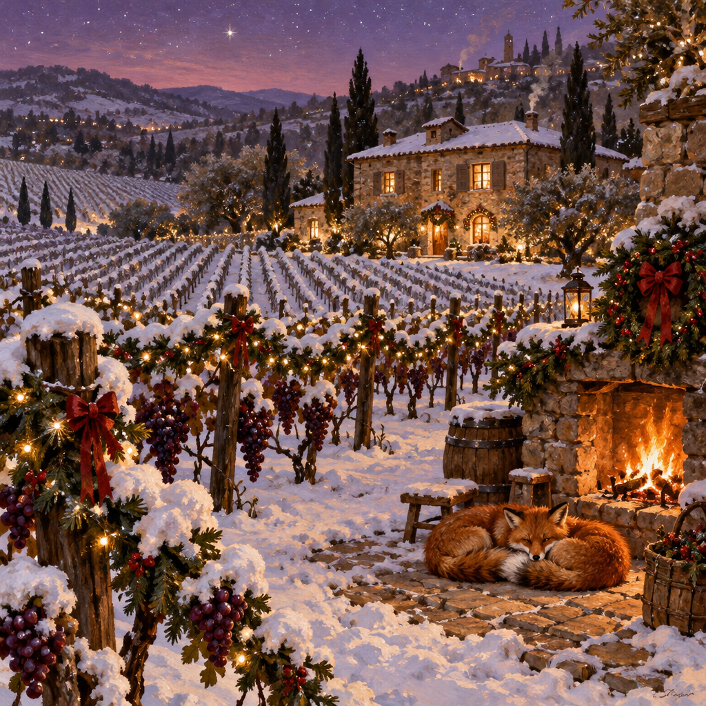 Cranberry Hearth Foxes In The Snowbound Vineyard Number painting [AI-46b42886-66c53f36a325]