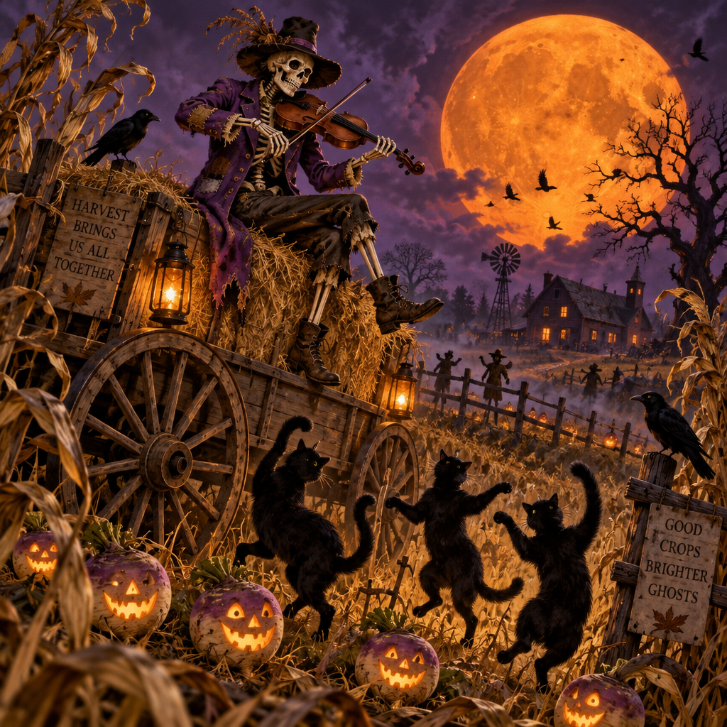 Halloween Harvest Moon Fiddler paint by number [AI-9514d327-9d8a697e41cd]