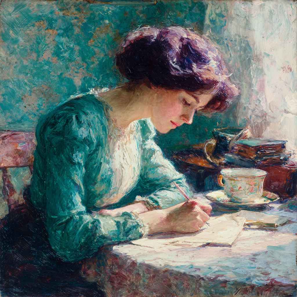 Mary Cassatt Inspired Quiet Morning Letter painting number kit [AI-7ed4d4a1-2bc7ebcd1eab]