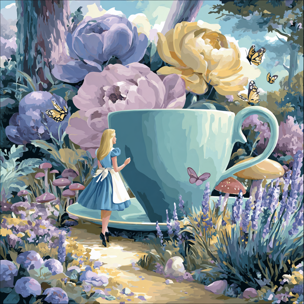 Alice Wonderland Teacup Garden Disney Inspired Numbered painting kits [AI-35a98ba7-508ce0247cc2]