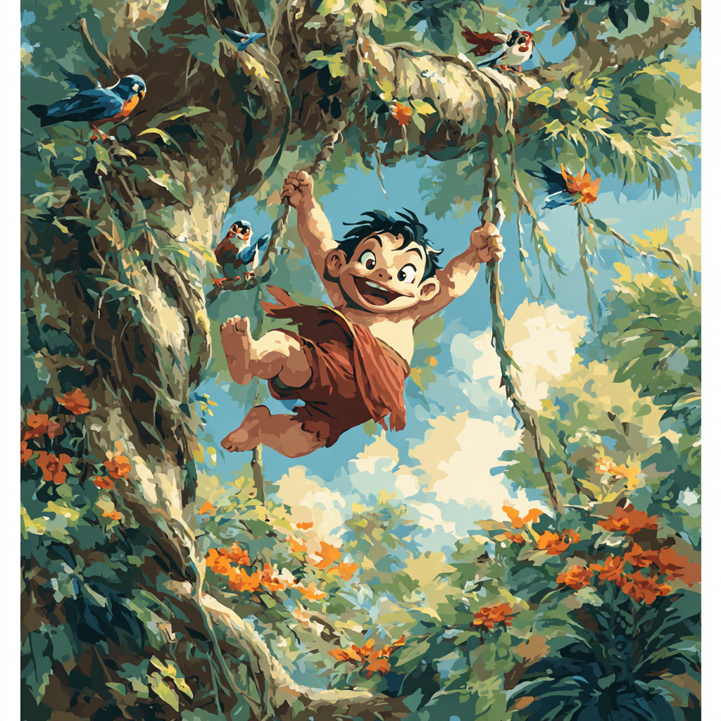 Mowgli Banyan Tree Jungle Swing Disney Inspired painting number kit [AI-771f5faf-f510c26dc9f5]