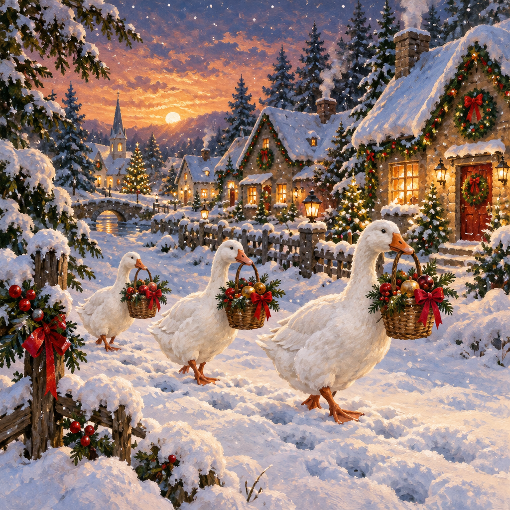 Golden Window Geese Of Frostmere Lane paint by color [AI-31cac1a4-c693645d5d37]