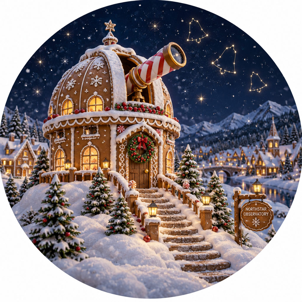 Christmas Frosted Gingerbread Observatory DIY paint by numbers [AI-993c1e87-d599d0e7ba41]
