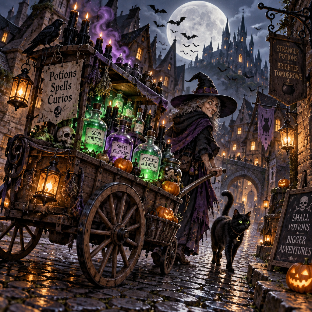 Halloween Moonlit Potion Cart Painting by numbers kit [AI-11963299-96200d331cd4]