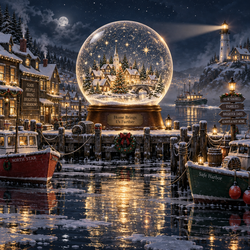 Christmas Snow Globe Harbor paint by color [AI-d6787839-f361b6b45054]