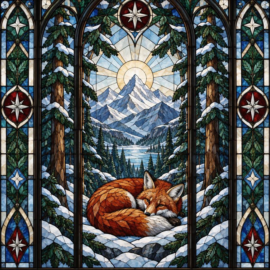 Stained Glass Alpine Fox Chapel Number painting [AI-51a64924-246f70cd8733]