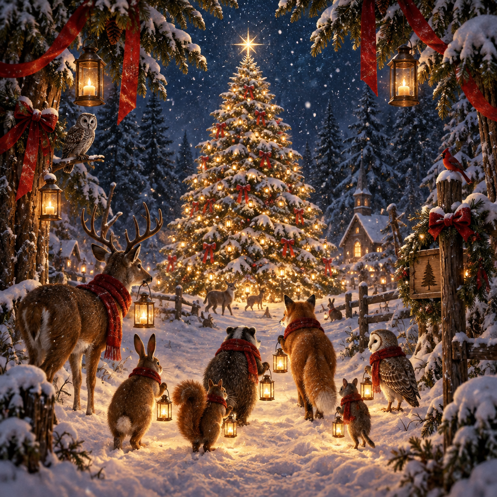 Christmas Candlelit Fir Procession Paint by numbers kits [AI-63a4122e-407a69087577]