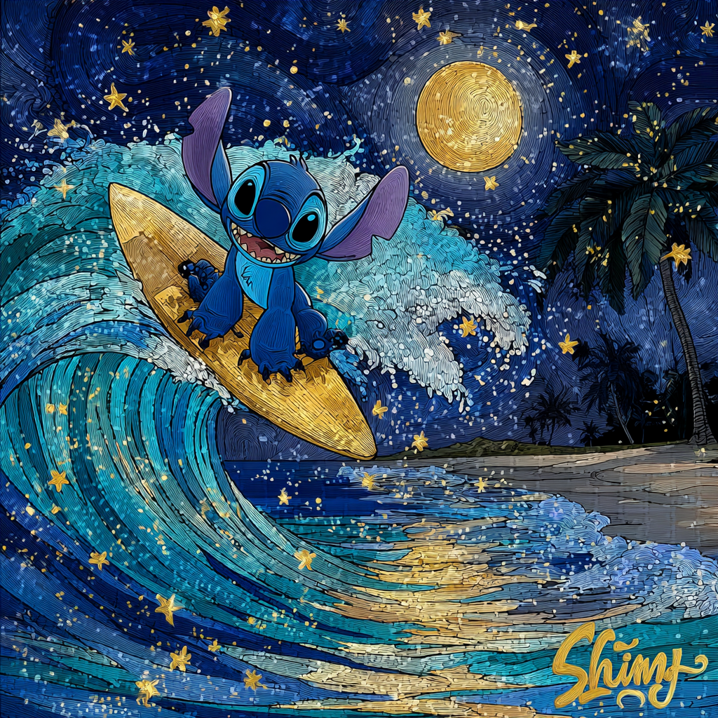 Stitch Moonbeam Surf Adventure Disney Inspired DIY paint by numbers [AI-9d547664-2a6a0018df88]