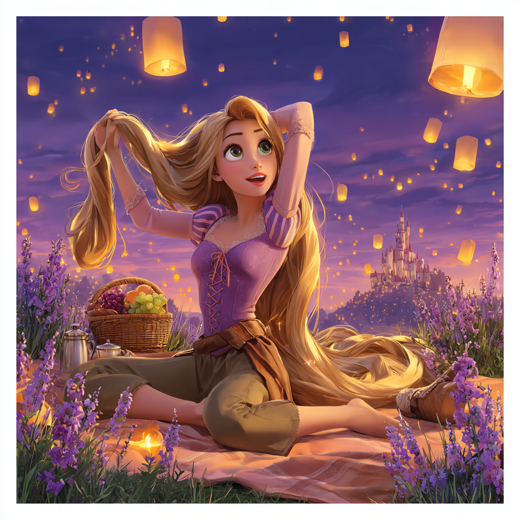 Rapunzel Lantern Sky Picnic Disney Inspired Number painting [AI-c2fca384-1d4c2079a75f]