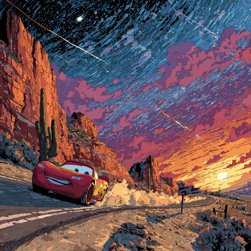 Lightning McQueen Desert Comet Race Disney Inspired painting number kit [AI-46d94c6a-52b3c2463cd8]