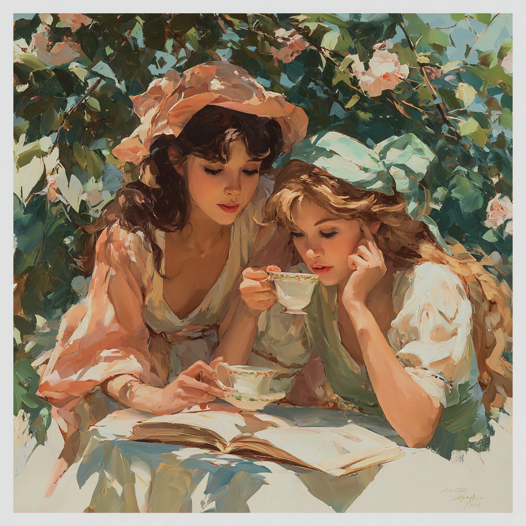 Mary Cassatt Inspired Tea Garden Friendship Numbered painting kits [AI-19359864-fc277eaeaca1]