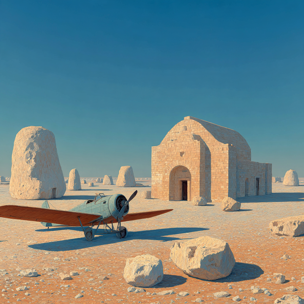 Paul Nash Inspired Fossil Desert Airfield Numbered painting kits [AI-daa1bf2a-6b5727d77838]