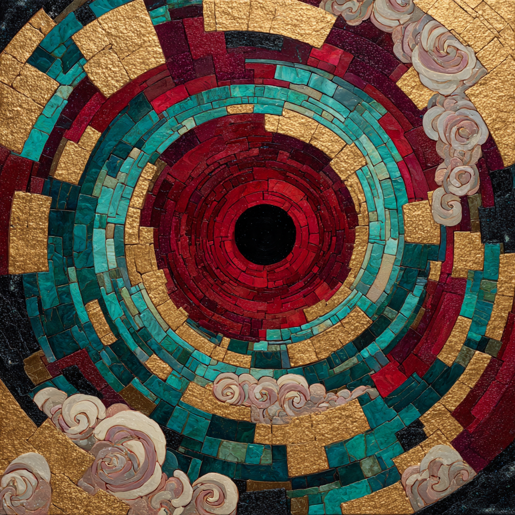 Gustav Klimt Inspired Vermilion Silence Vortex Number painting [AI-364bb034-be1000512ac0]