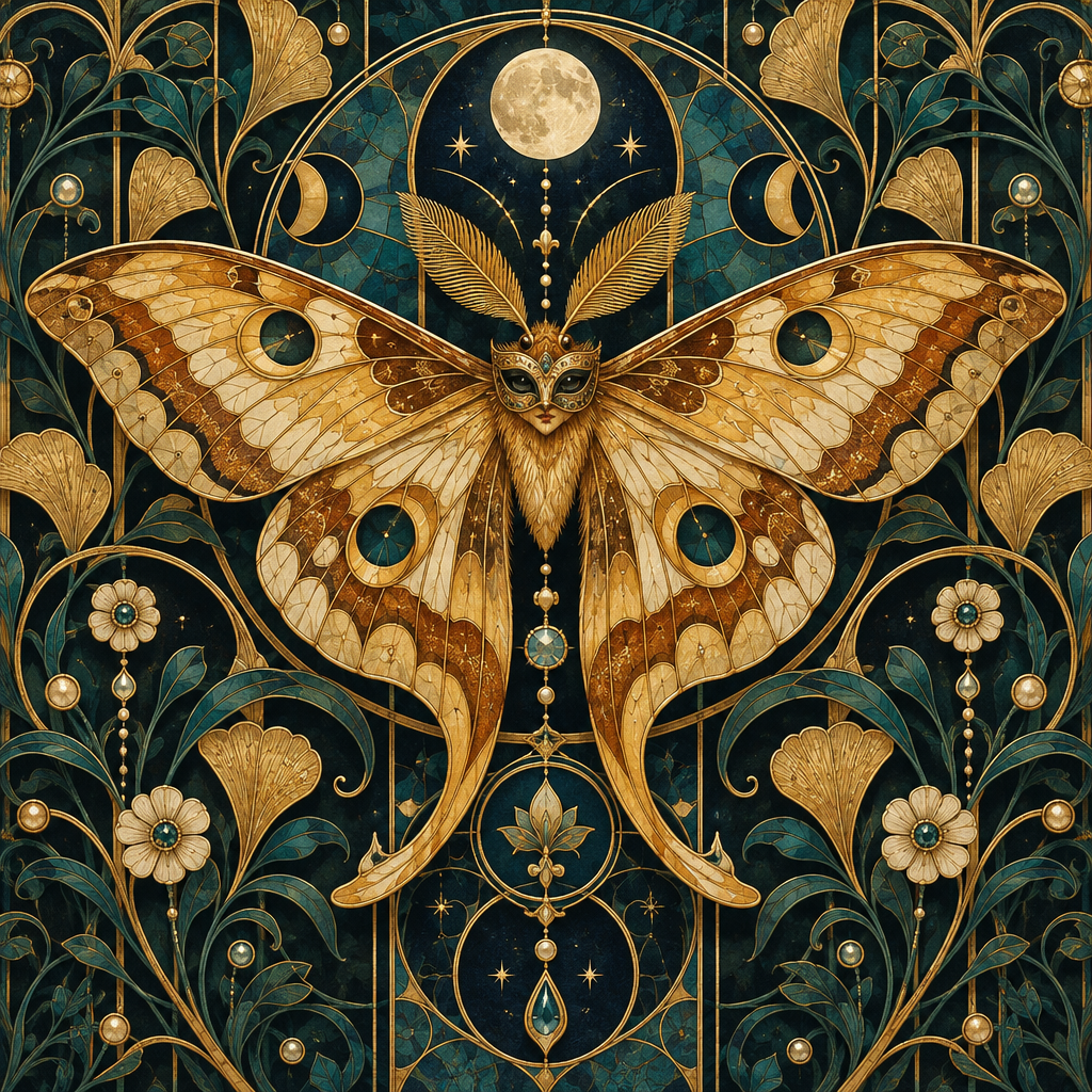 Gustav Amber Moth Masquerade paint by number [AI-218223fa-811ba06bd157]