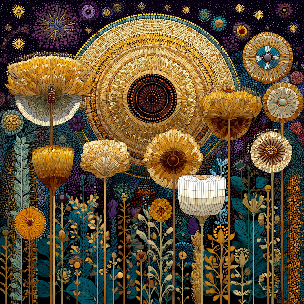 Gustav Klimt Inspired Golden Eclipse Meadow DIY paint by numbers [AI-0d0d6d56-5bac60311999]