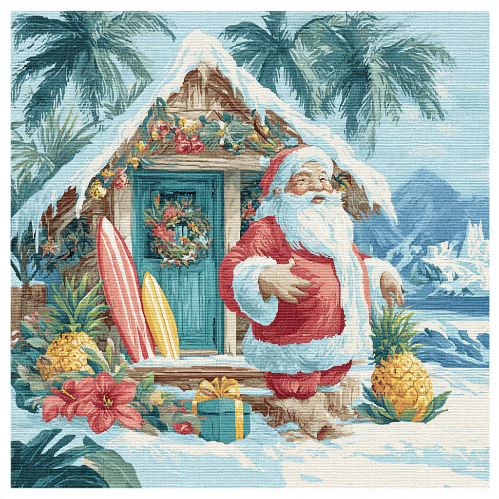 Stitch Wraps Presents In A Tropical Snow Hut paint by numbers [AI-02a421a9-ef40c04d5348]