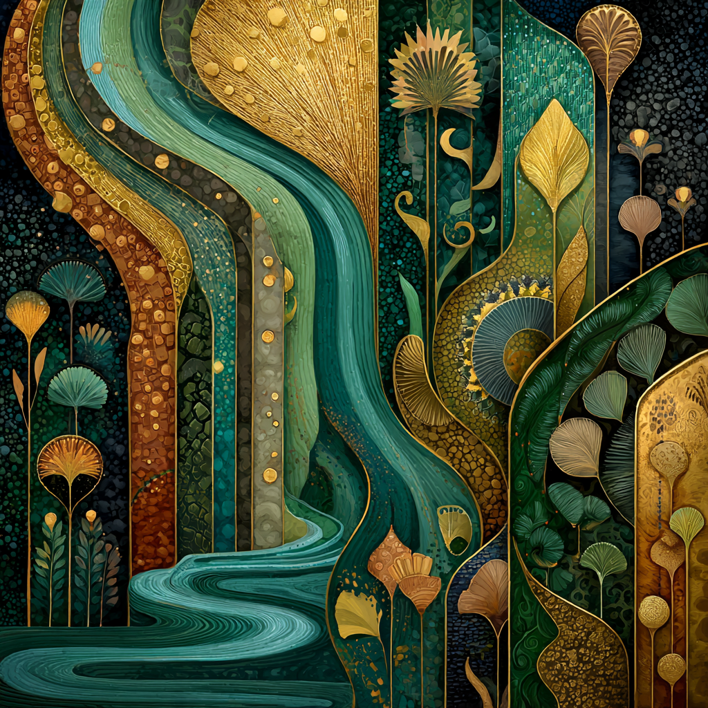 Gustav Klimt Inspired Verdant Solstice Pulse Paint by numbers kits [AI-7da408dd-f3966941ee86]