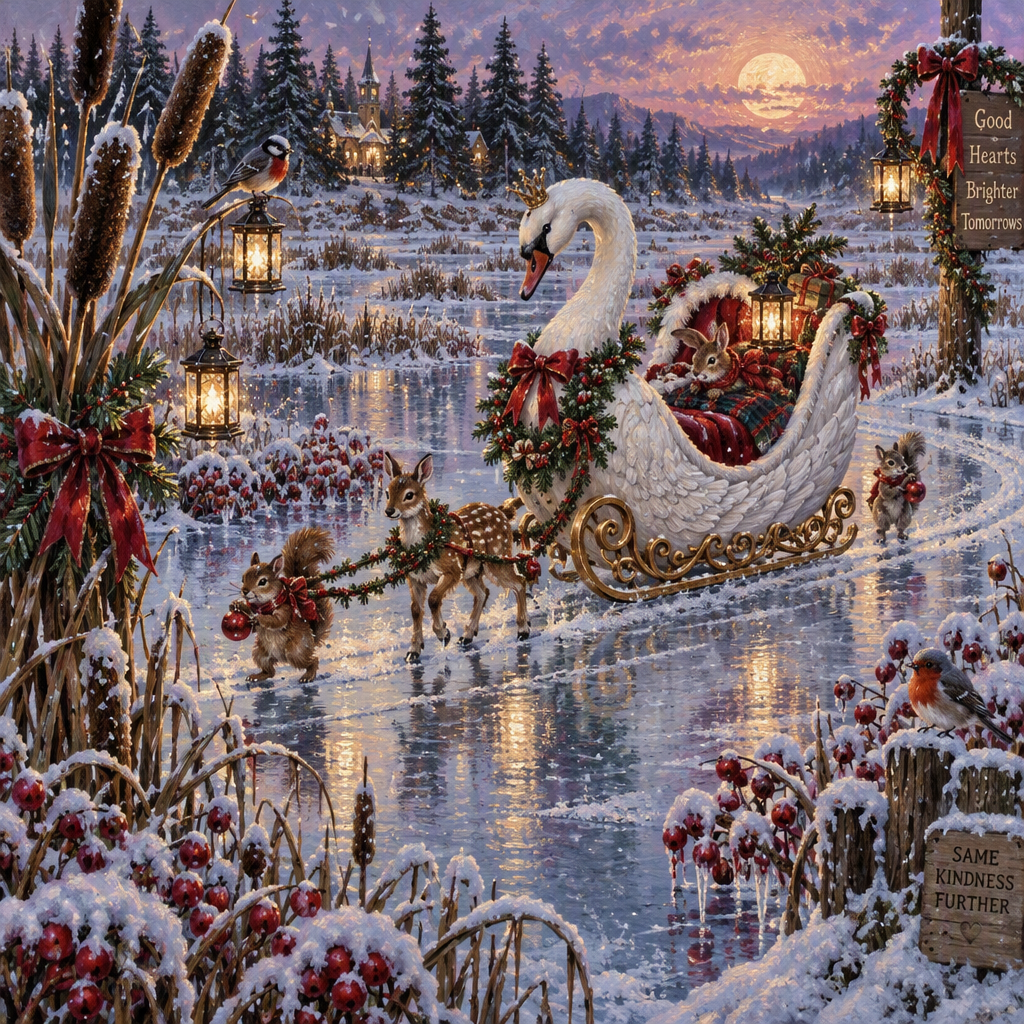 Snowberry Swan Sleigh In The Lantern Marsh DIY paint by numbers [AI-f2abead0-7a50c10f243b]