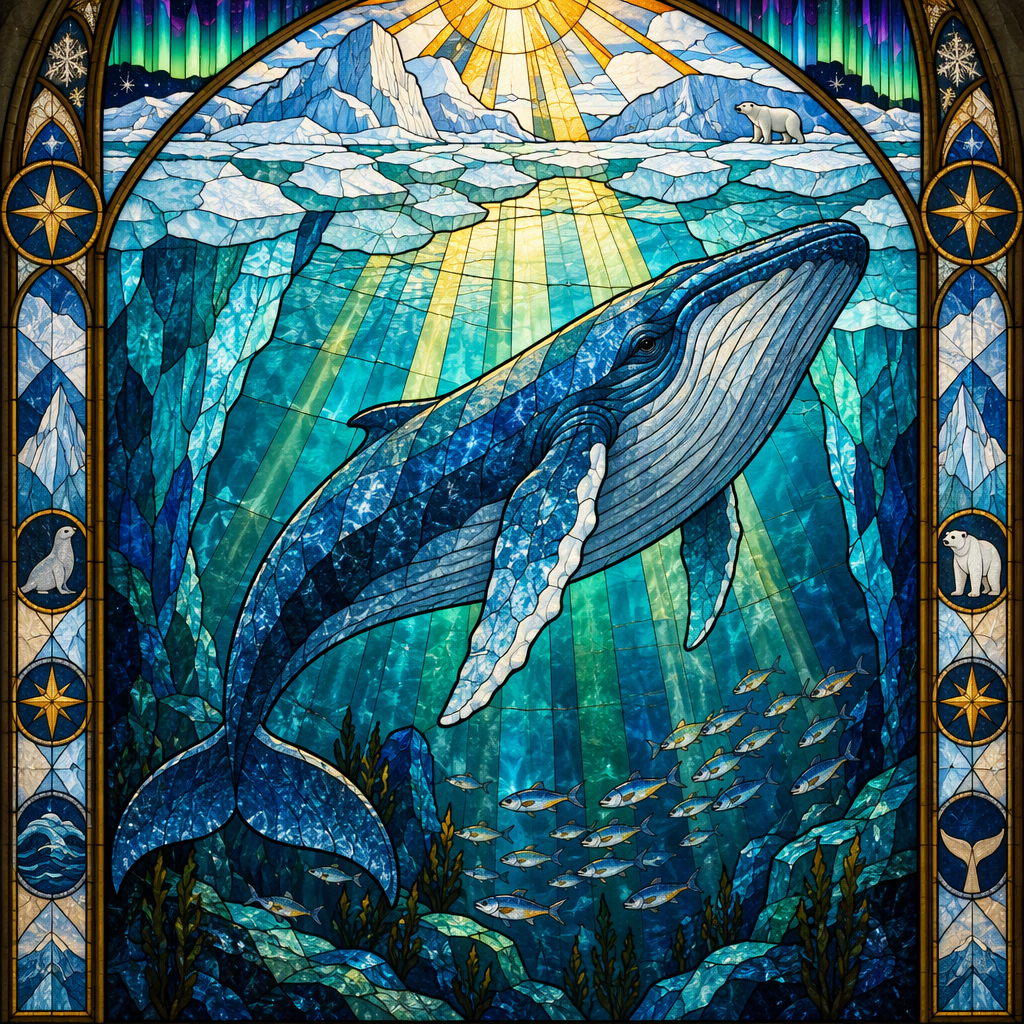Stained Glass Arctic Whale Chapel Paint by numbers kits [AI-1eee7827-066c93200771]