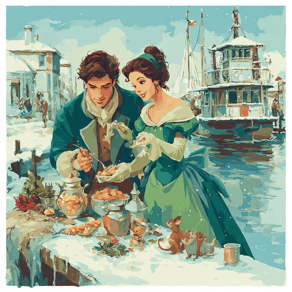Tiana And Naveen Holiday Gumbo Boat Painting by numbers kit [AI-0264dfe5-a08bc44151ad]