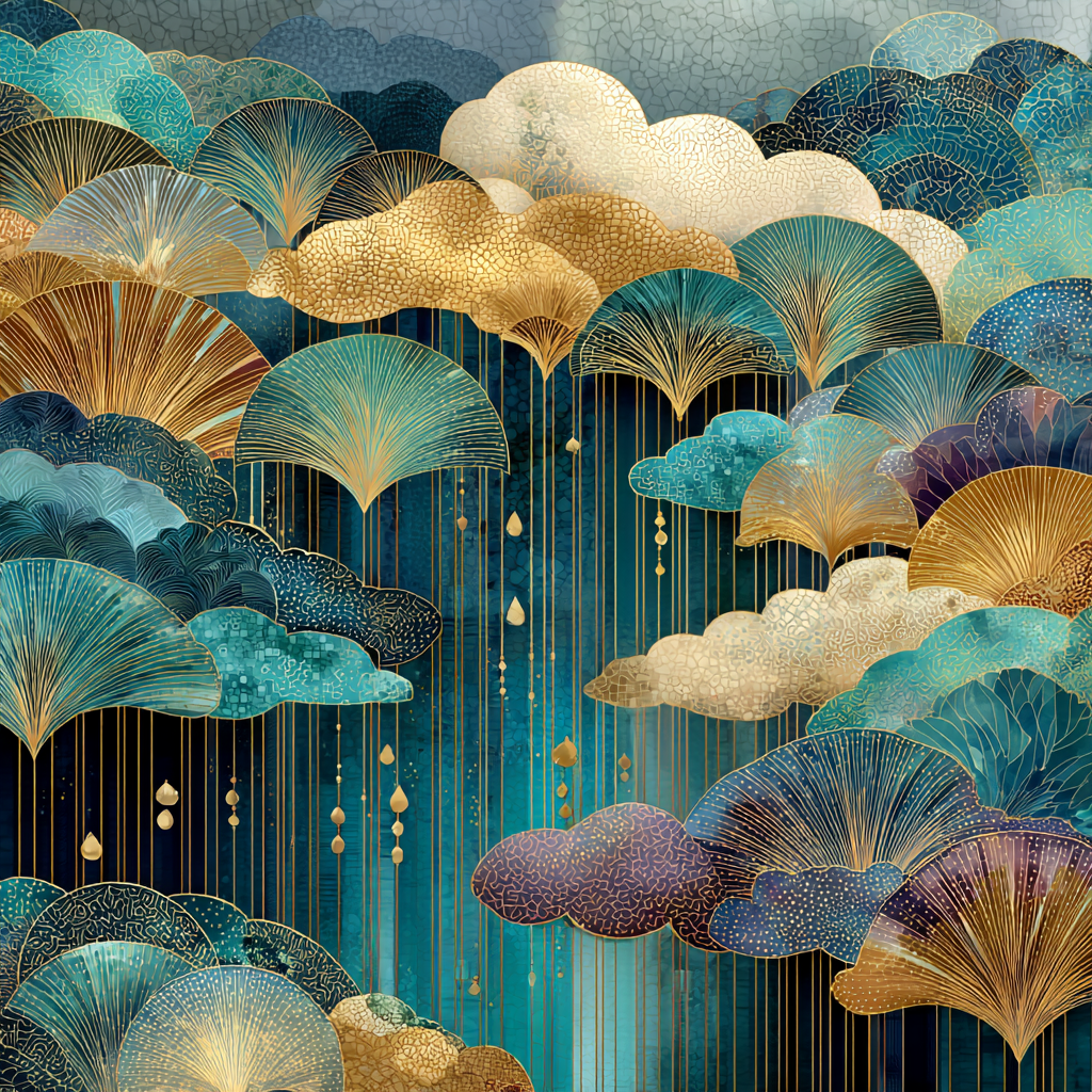 Gustav Klimt Inspired Opal Monsoon Glyphs paint by numbers [AI-412f7142-71b8699ccbe2]