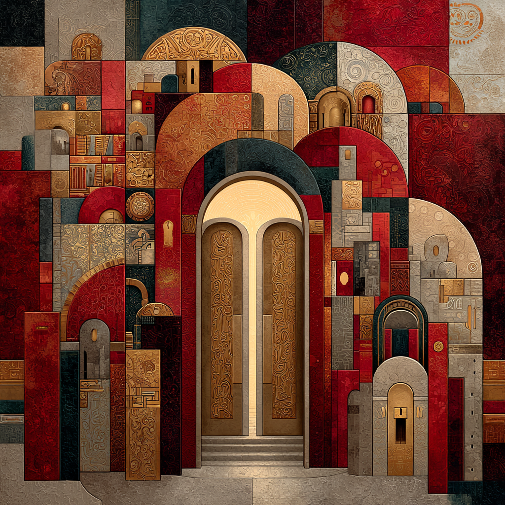 Gustav Klimt Inspired Crimson Harmonic Threshold paint by numbers [AI-4f69226b-34d107717cf6]