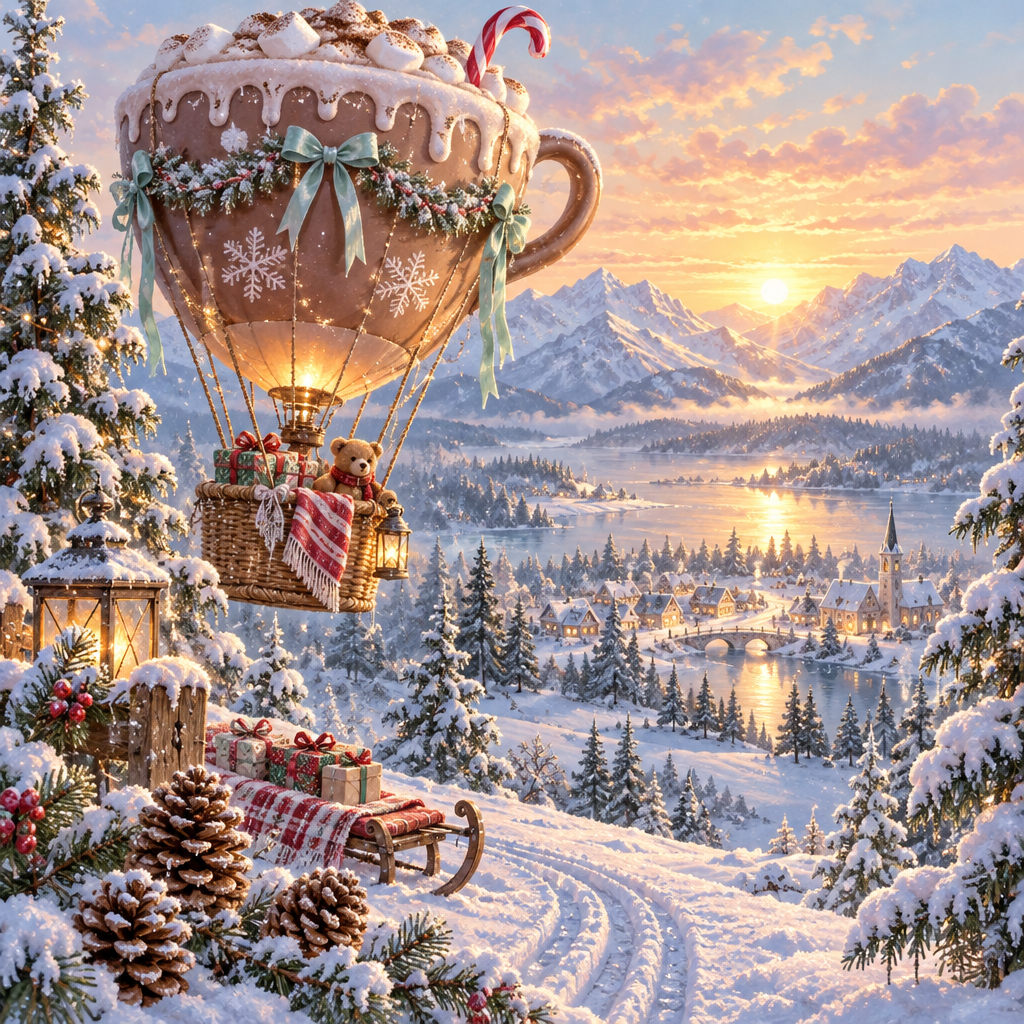 Silver Fir Cocoa Balloon Dawn Paint by numbers kits [AI-4d7ad53f-c00cea8845bf]