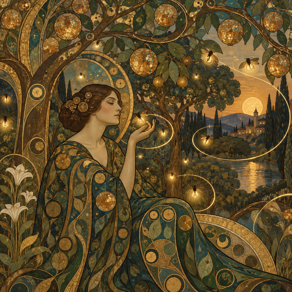 Gustav Orchard Of Brass Fireflies paint by numbers [AI-4e8eb4db-699f0388069a]