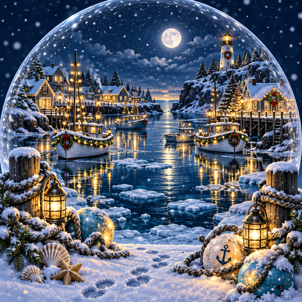 Snowglobe Harbor Christmas Number painting [AI-061a49fd-5b76b2c43b80]