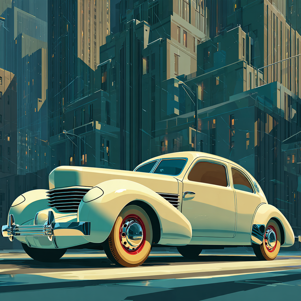 Tamara De Lempicka Inspired Chrome Vintage Car Paint by numbers art [AI-be0e7fa3-102290ab9602]