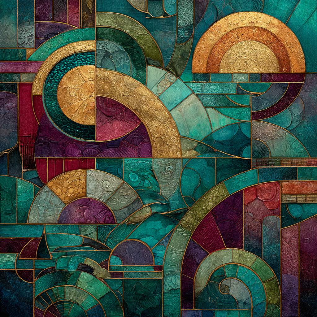 Gustav Klimt Inspired Emerald Nocturne Of Sacred Geometry Numbered painting kits [AI-4f11204a-4ba2f58e6a6b]