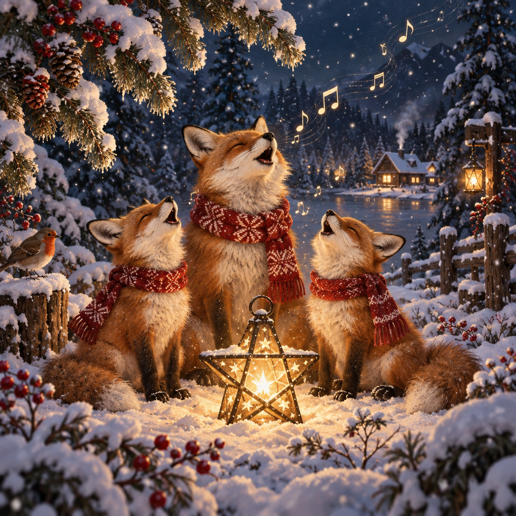 Christmas Lantern Fox Choir Paint by numbers art [AI-e0640718-66c90c8dfd8d]