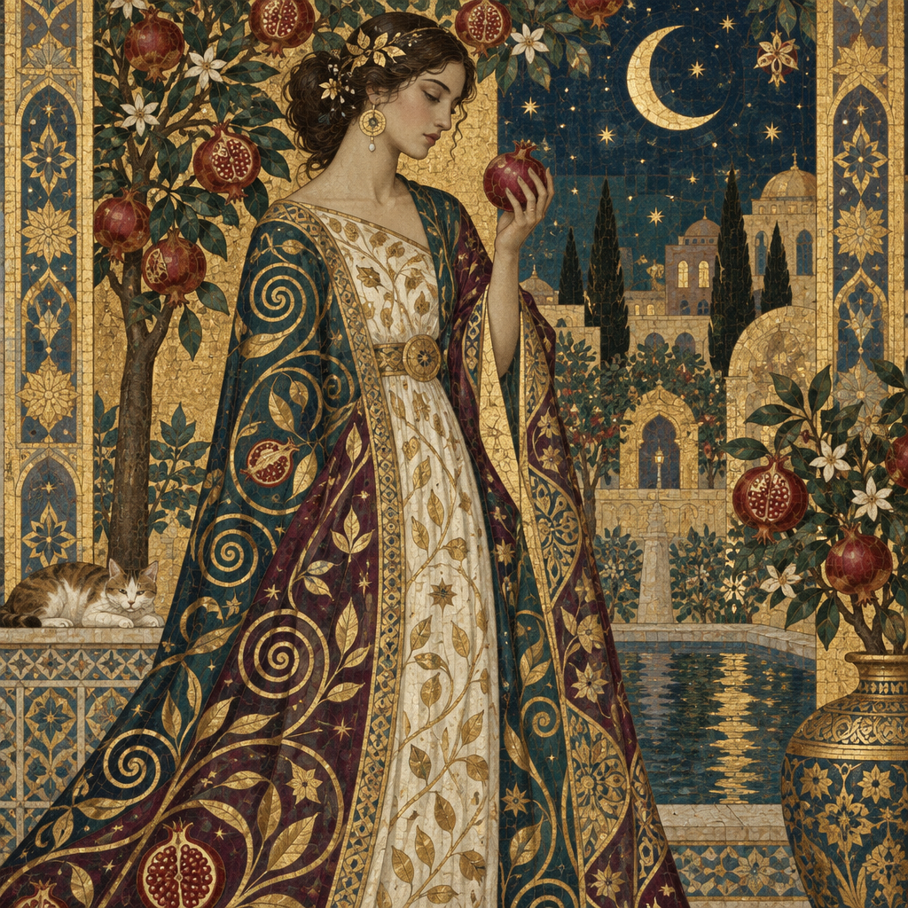 Gustav Moonlit Pomegranate Garden Number painting [AI-46f0e08e-85404a801662]
