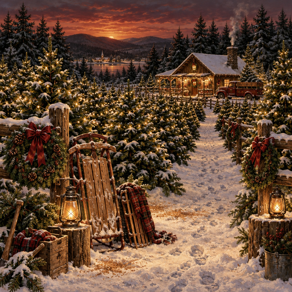 Velvet Twilight Tree Farm paint by numbers [AI-8234b5ae-76251f1b27ad]