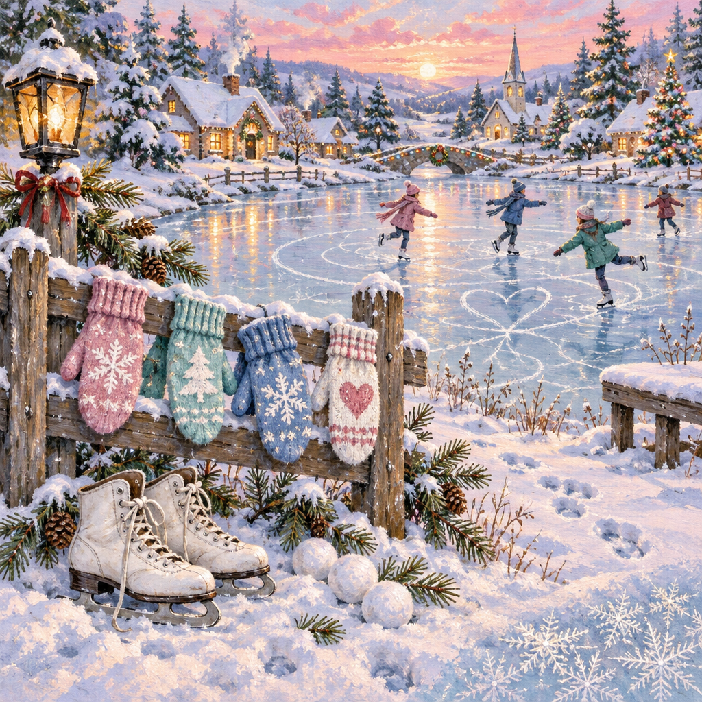 Mittens On The Frozen Pond painting number kit [AI-ca9a24d6-0f5187c5264f]