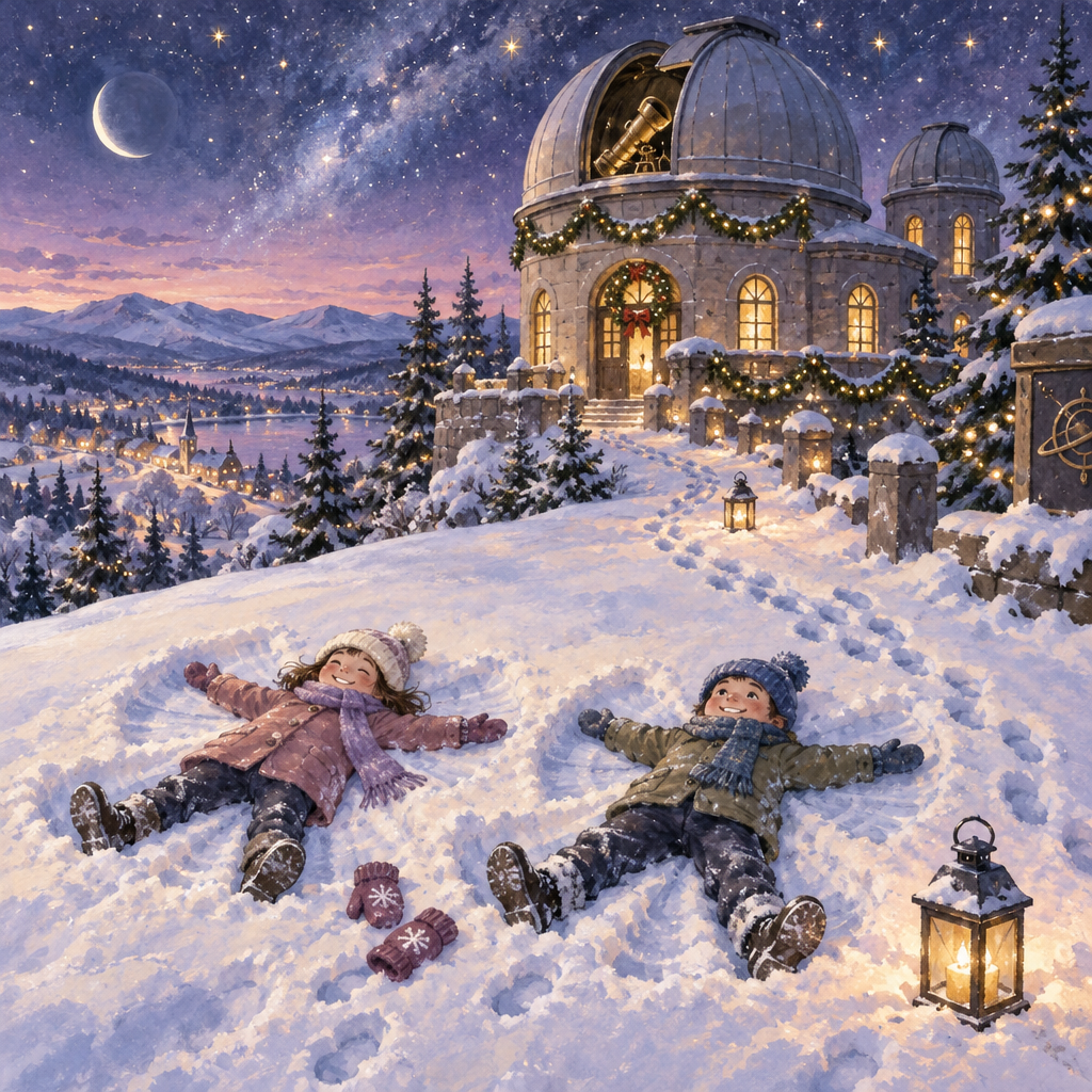 Snow Angels Beside The Observatory Paint by numbers art [AI-c57f7c91-dd563383bd4f]