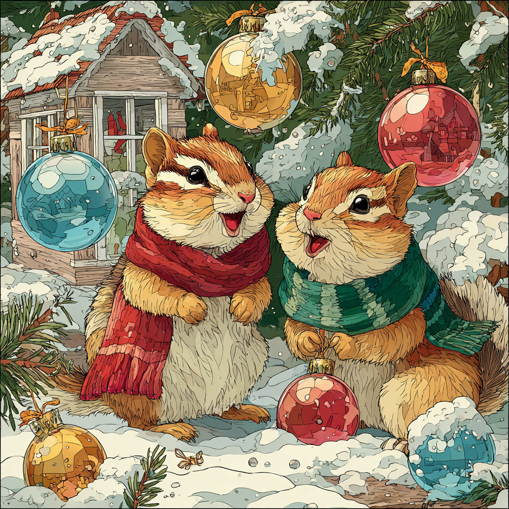 Chipmunk Carolers In The Ornament Orchard DIY paint by numbers [AI-ec55a903-bd8027fb0cc6]