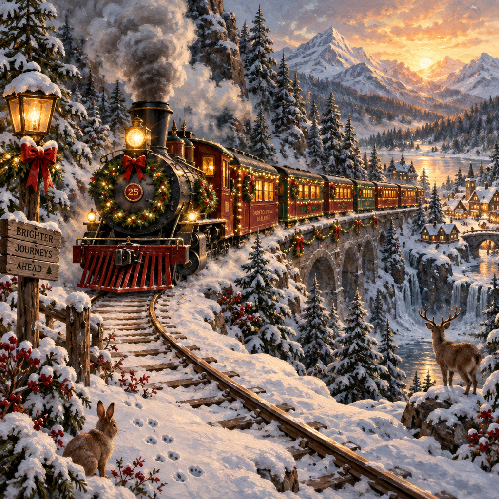 Enchanted Train Through Snowy Pines Paint by numbers kits [AI-c5d0d671-2078ee0c2703]