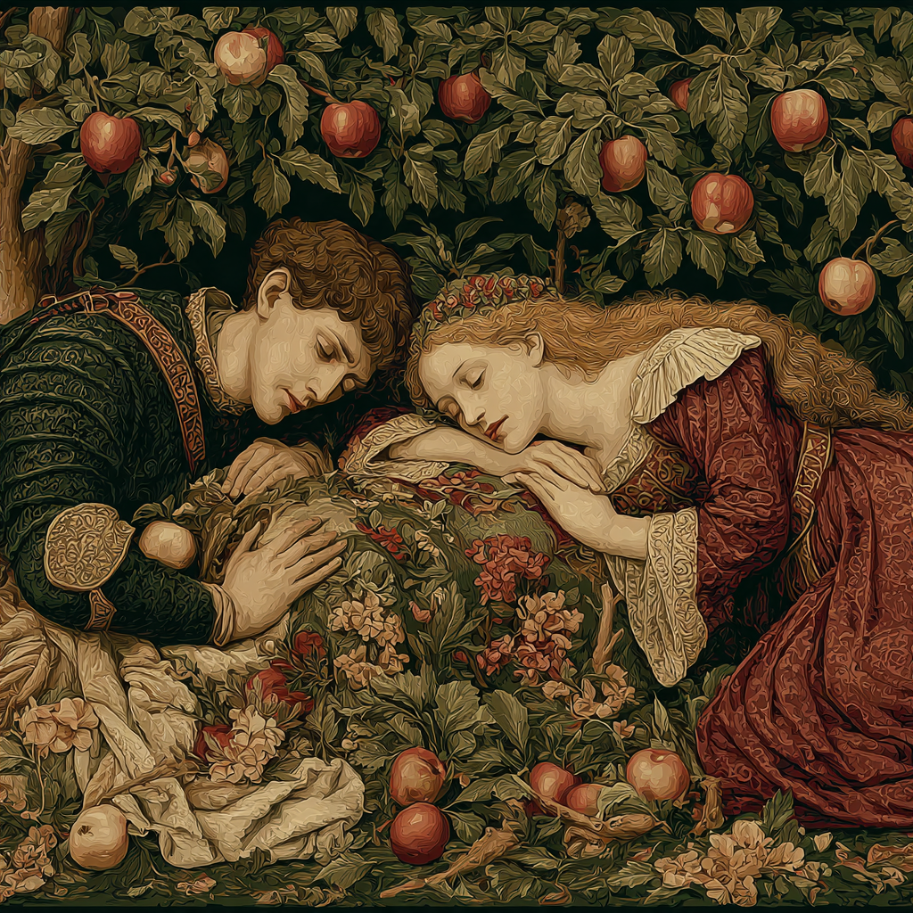 Edward Burne Jones Inspired Orchard Of Sleeping Knights paint by color [AI-c8bb2ce8-ea935bd88ab0]
