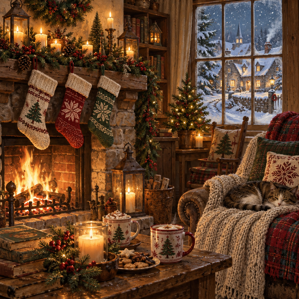 Grandmother Hearth And Window Snow paint by numbers [AI-857c92ac-2ff3557b8a7b]