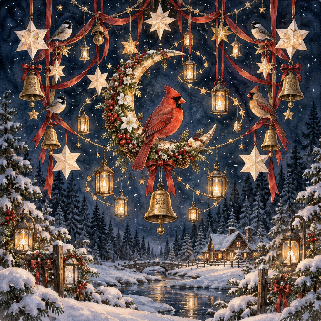 Christmas Ribbon Star Aviary painting number kit [AI-a94cac18-7f656116ee9c]