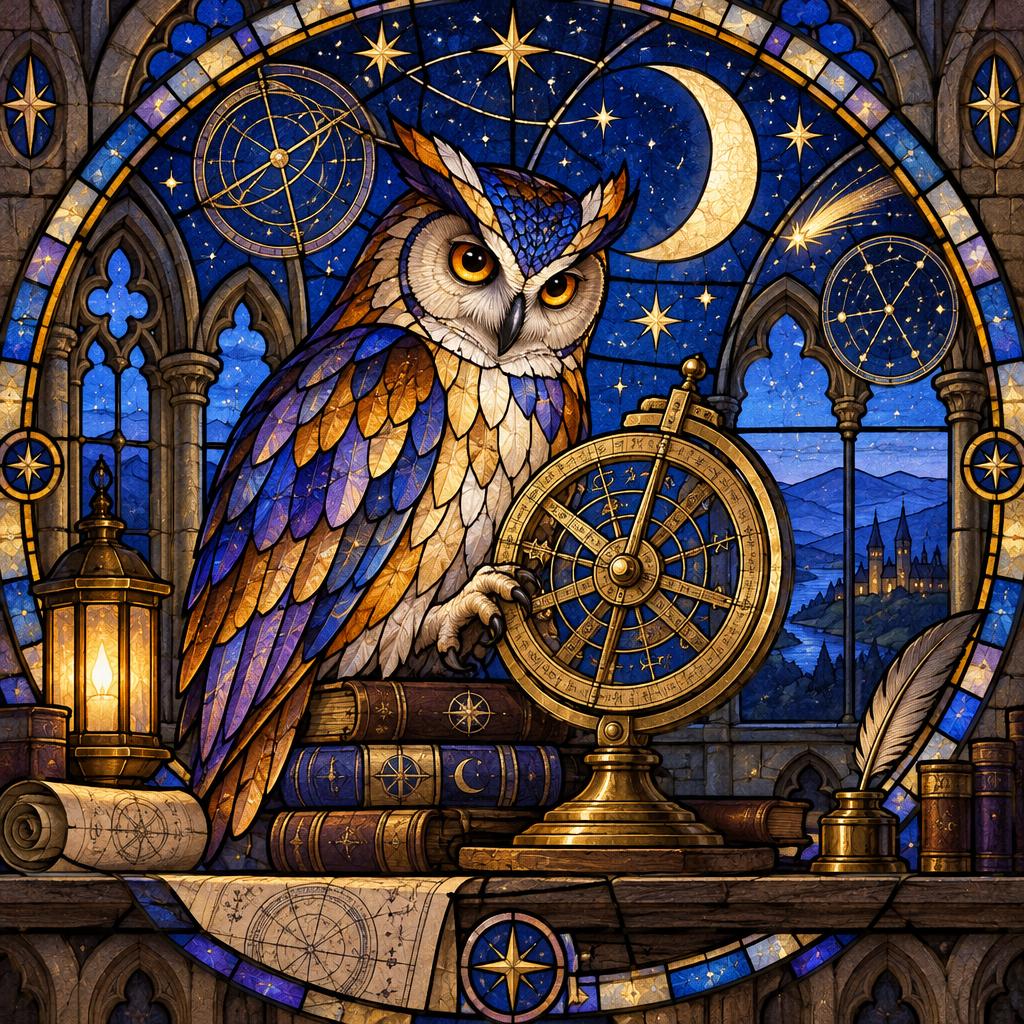Stained Glass Owl Astronomer Paint by numbers kits [AI-632188c9-2524bc7de776]