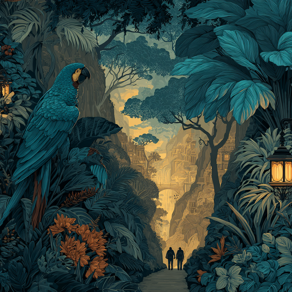 Henri Rousseau Inspired Jungle Expedition Lanterns Numbered painting kits [AI-45926a31-2c5dff41dd44]