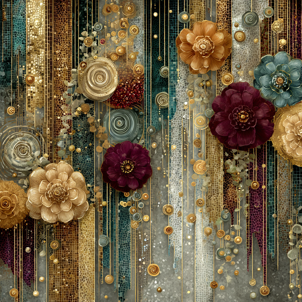 Gustav Klimt Inspired Aureate Memory Rainfield Numbered painting kits [AI-fdec905f-d5b822029815]