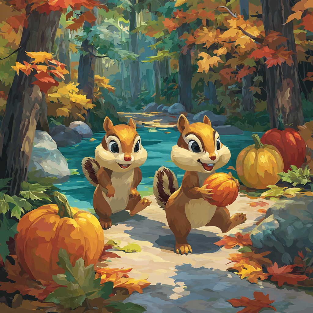 Chip And Dale Maple Leaf Treasure Disney Inspired paint by number [AI-2dd6955e-113f3c0657e9]