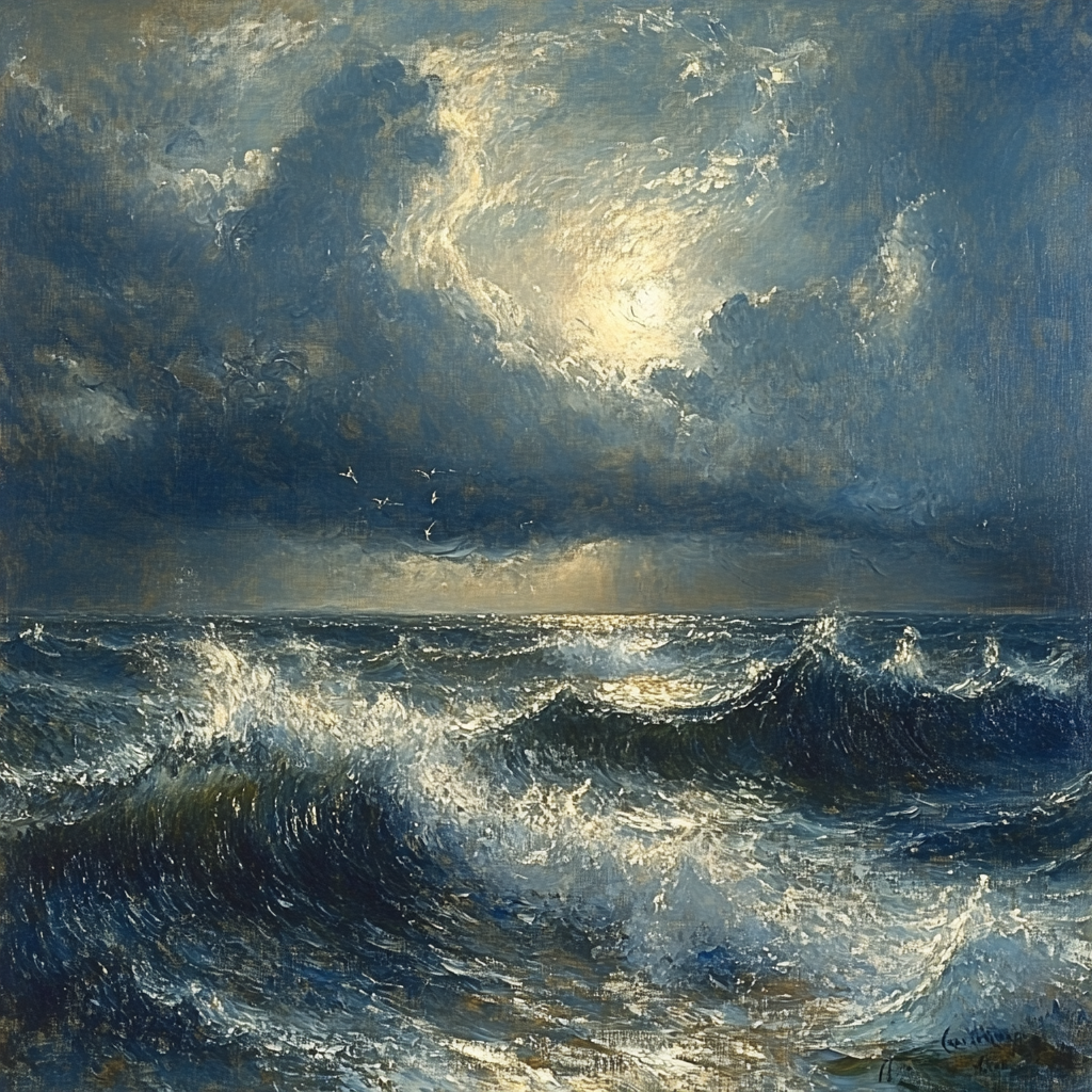 Turner Inspired Tempestuous Sea Number painting