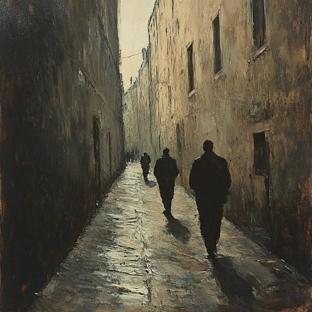 Alberto Giacometti Inspired Narrow Street paint by color