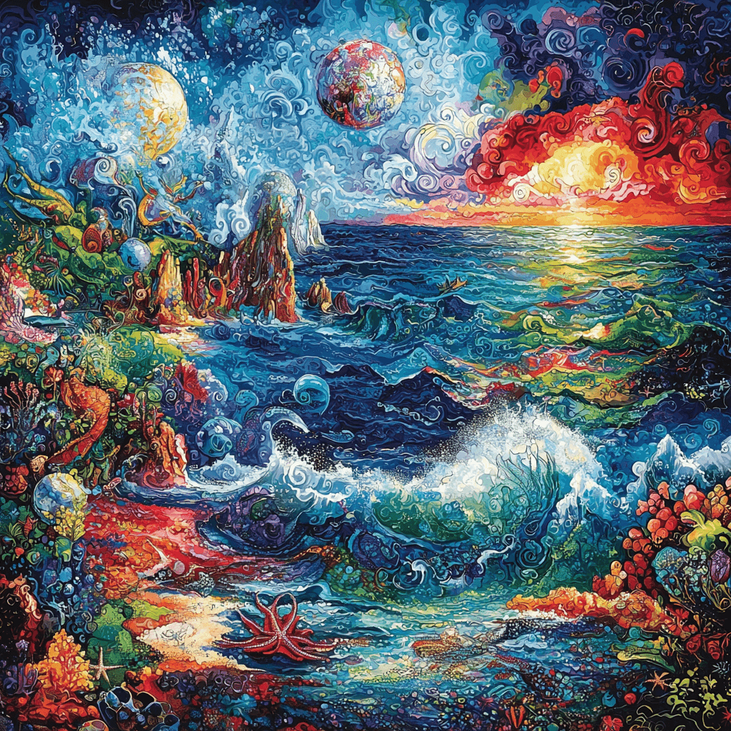 Frida Kahlo Inspired Mythical Ocean's Edge Paint By Color