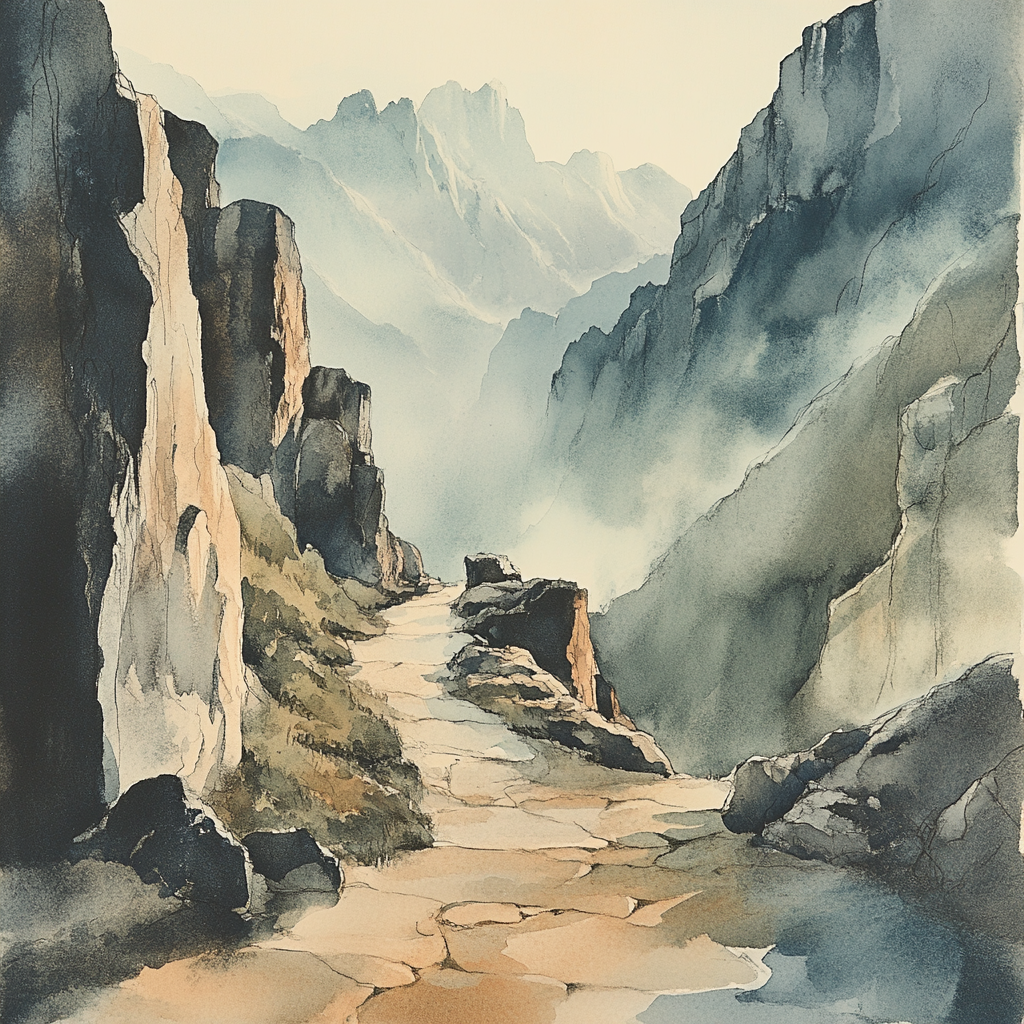 Zhao Mengfu Inspired Timeworn Mountain Pass Paint by numbers kits